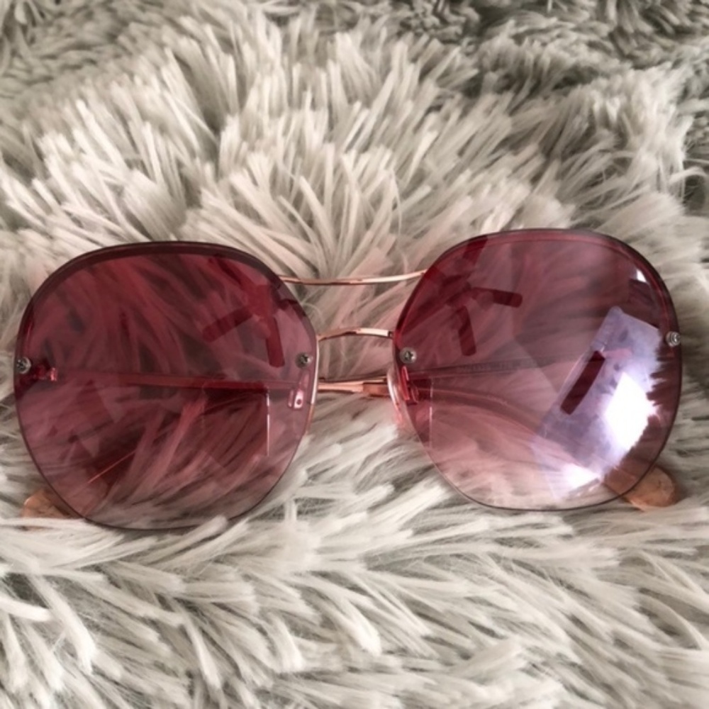 DIANE VON FURSTENBERG Pink Metal Rose Sunglasses